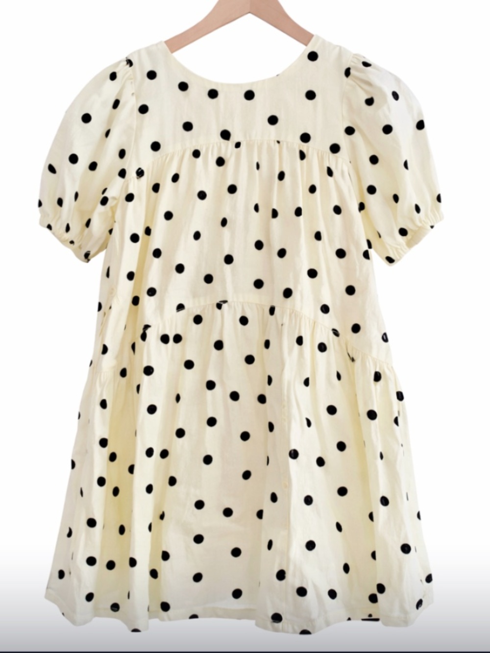 Cat & Jack Girls Polka Dot Dress – Cream/Black - Size L (10/12)